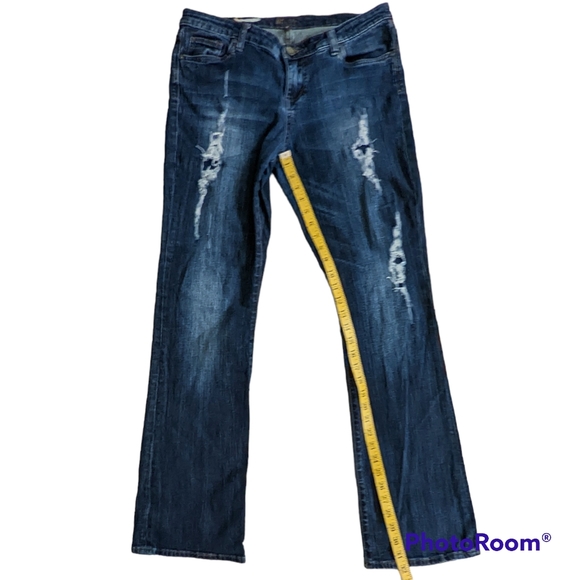 Kut From The Kloth Jeans Women's Sz 8 Blue Destroyed Farrah Baby Bootcut Pants - Picture 8 of 16